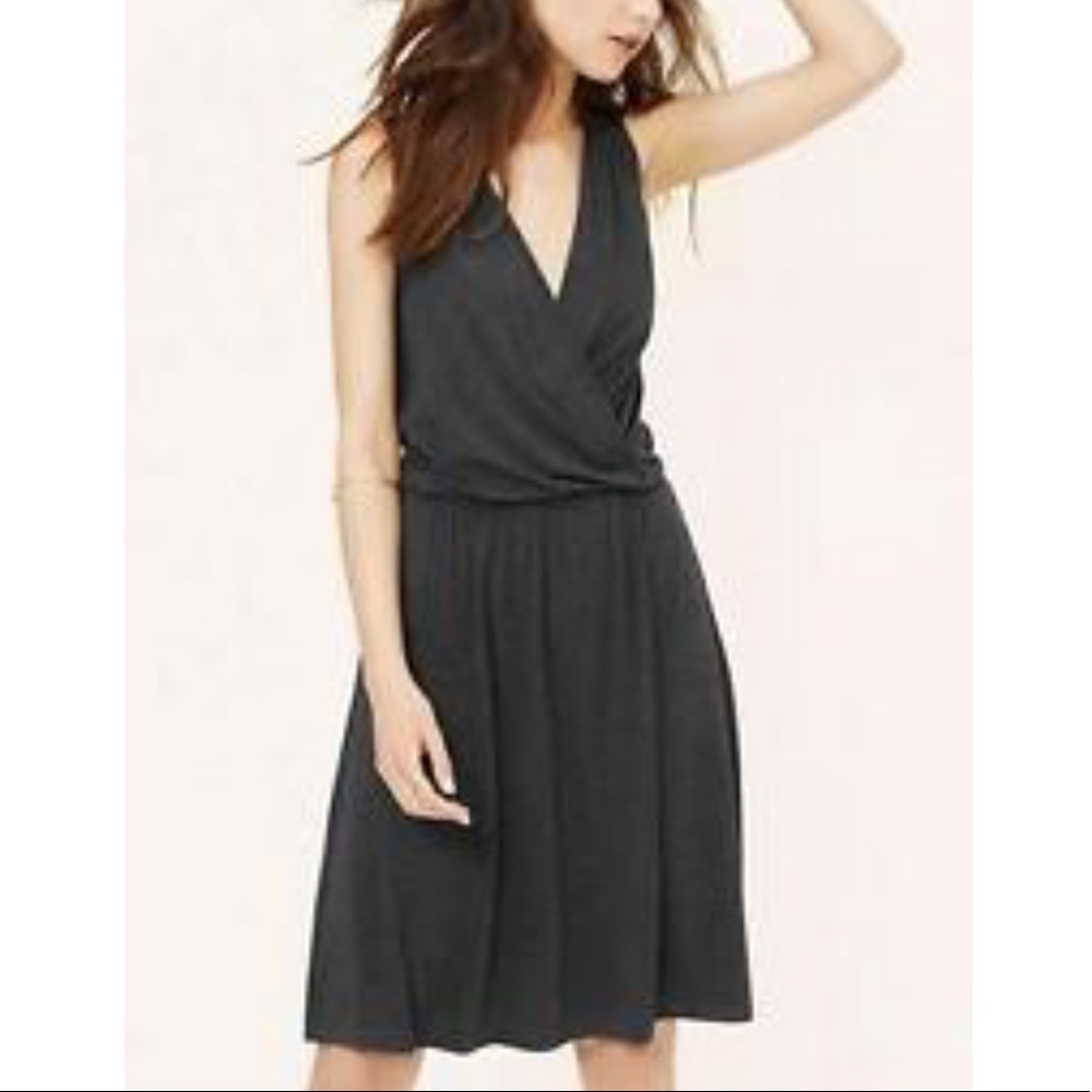 Loft crossover dress in charcoal
